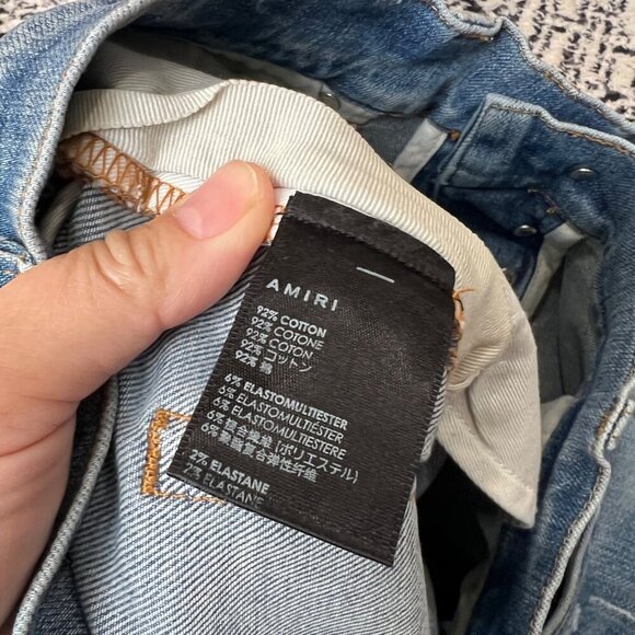 Amiri Men Blue Slash Slim Jeans, Size 33 M76 - Picture 12 of 12